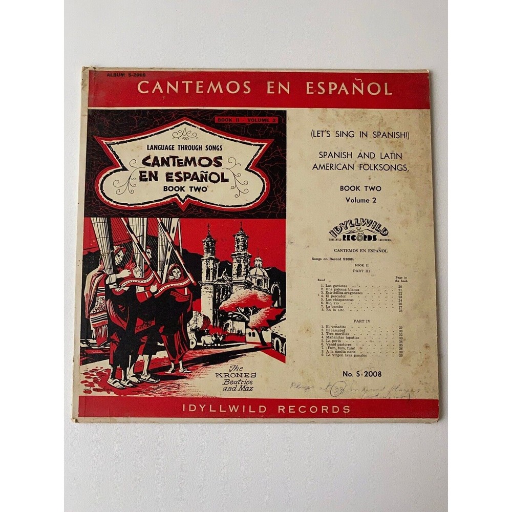 Language Through Songs Cantemos En Espanol Book II Volume 2 1961 Lp Insert  VG+